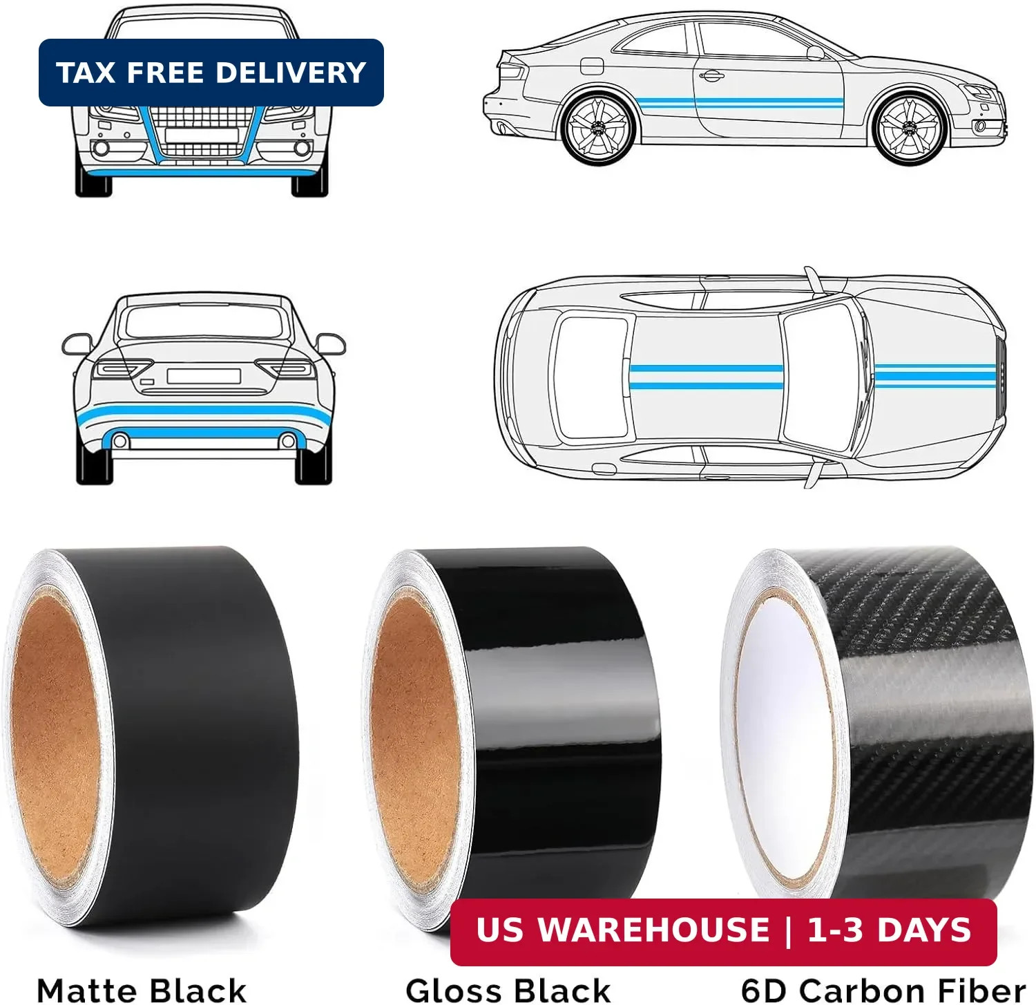 GRTHTATI 2IN X 30FT Gloss Black Vinyl Wrap for Chrome Delete Window Trim Car Doo
