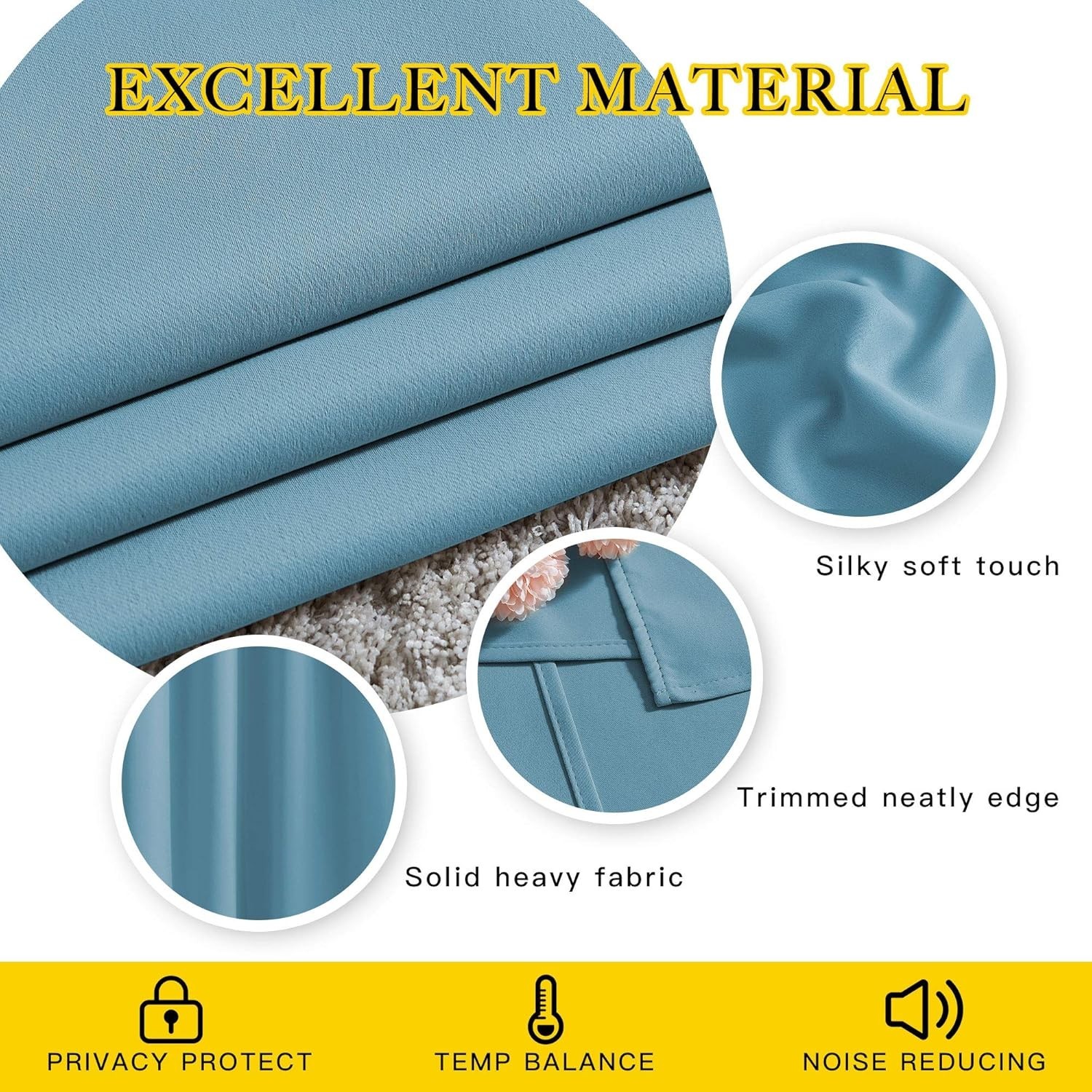 Room Darkening Curtain Panels – 52 inches W x 120 inches L, Teal Blue, 2 Pane…