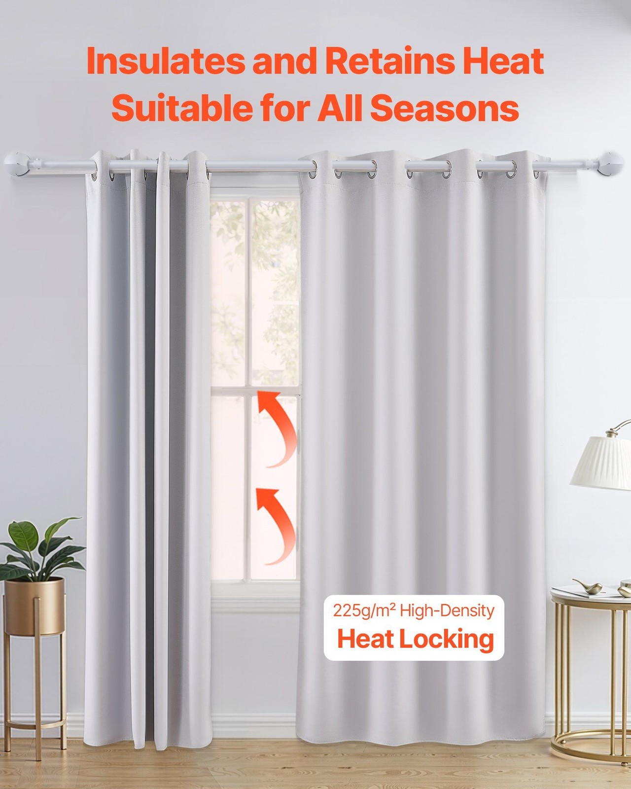 Two-Piece 52x84in Thermal Blackout Drapes Fade and Scratch Resistant