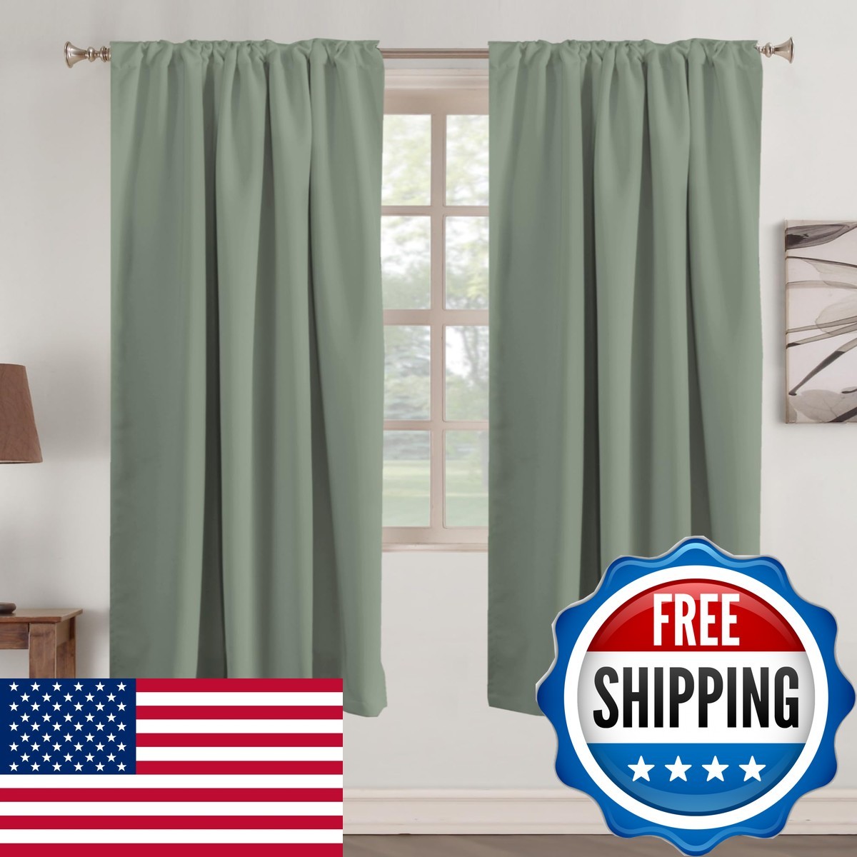 Turquoize Blackout Curtains Thermal Insulated Window Treatment Panels Rod