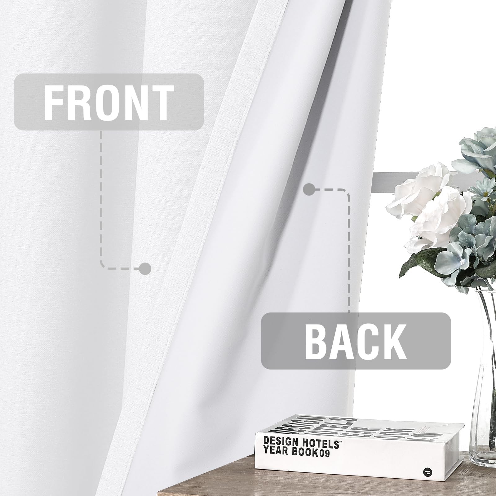 H.VERSAILTEX Linen Textured Blackout Curtains 52×84 Inch 2 Panels Heather White