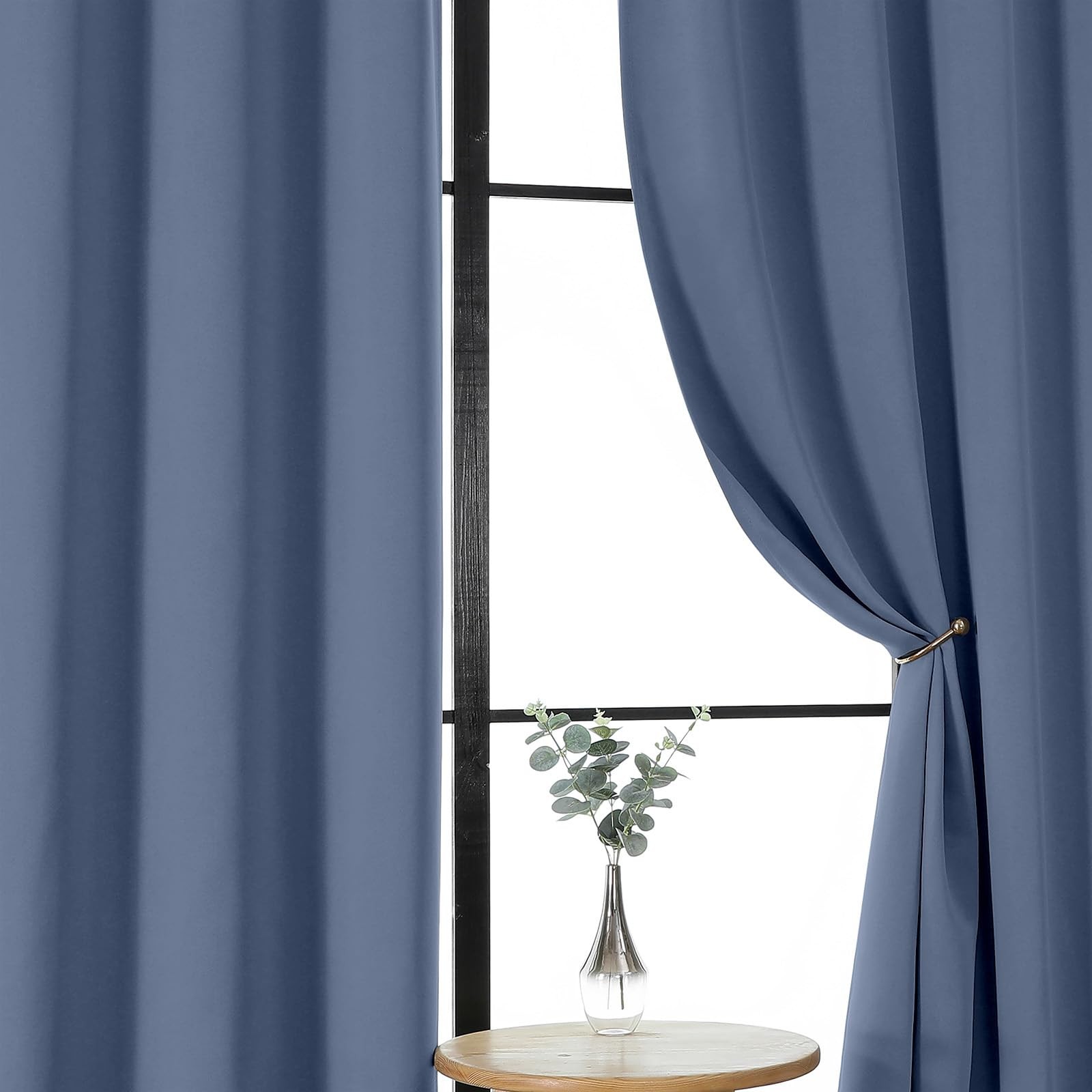 Denim Blue Blackout Curtains for Living Room 72 inches Long, Noise Reducing R…