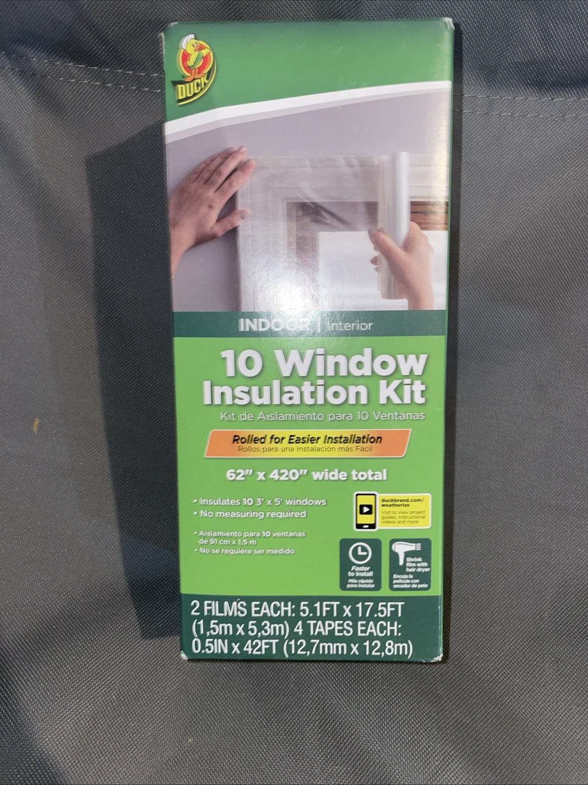 Duck Brand Indoor 62 inch x 420 inch 10 Window – each Insulation Kit Brand New