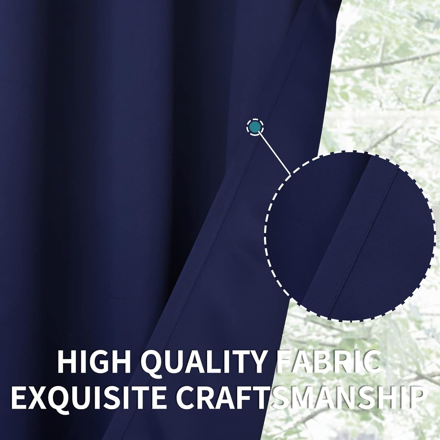 Stylish Navy Blue Blackout Curtains, 63″ Long – Noise Reducing Thermal Drapes