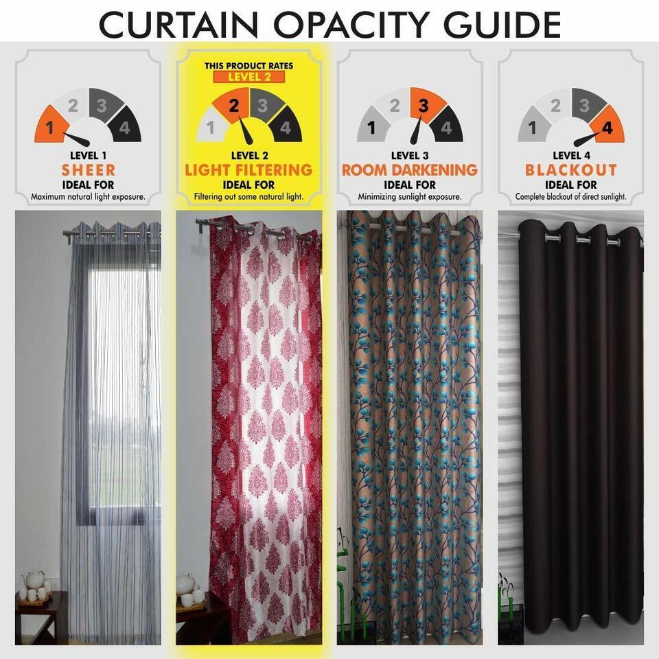 2 Piece Ombre Printed Grommet Ringtop Door Window Curtain Set 5 7 8 9 Feet Brown