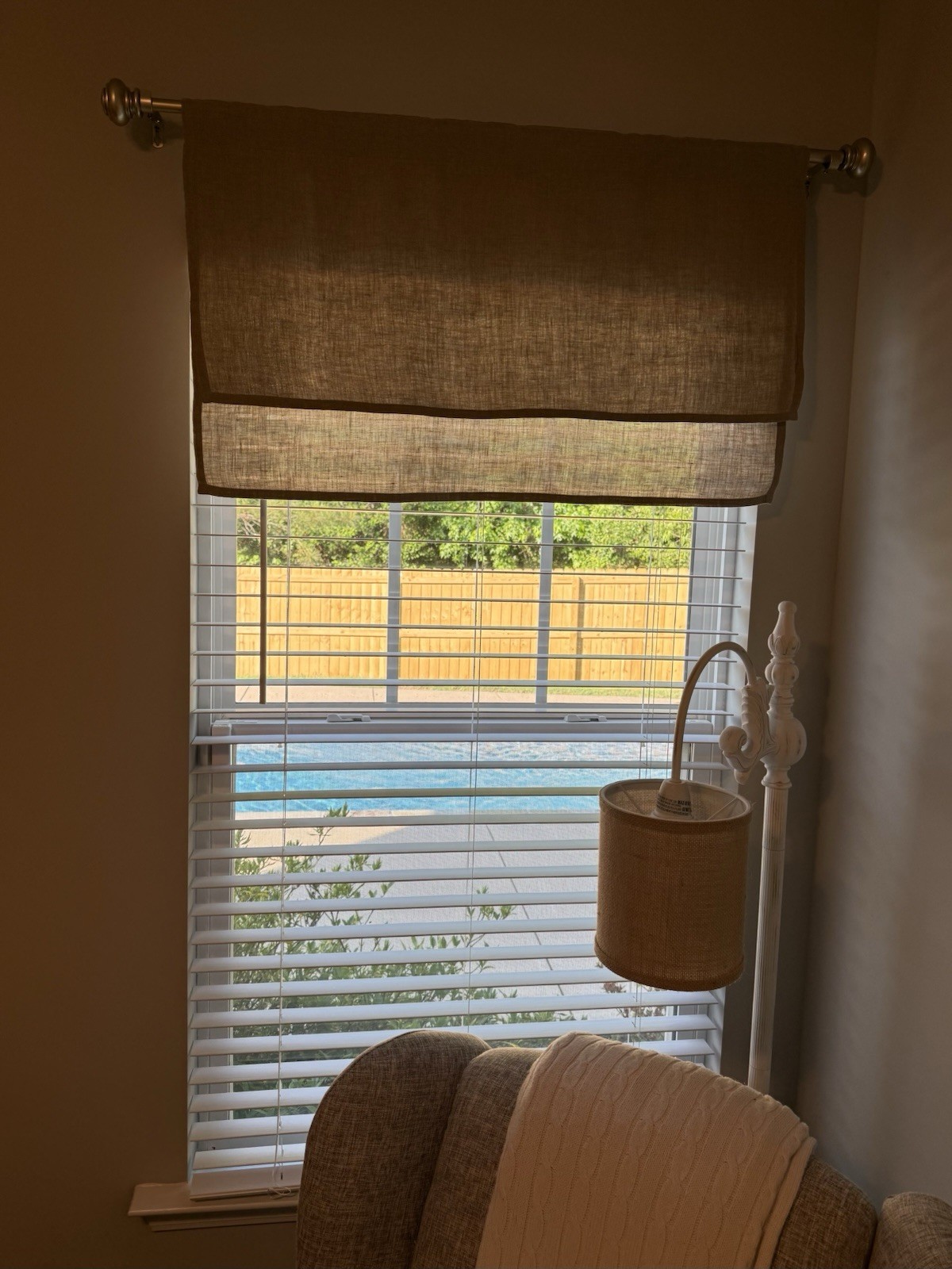 Custom Made Layered Linen Valance Small Window Tan 36×21” Front Door Window New