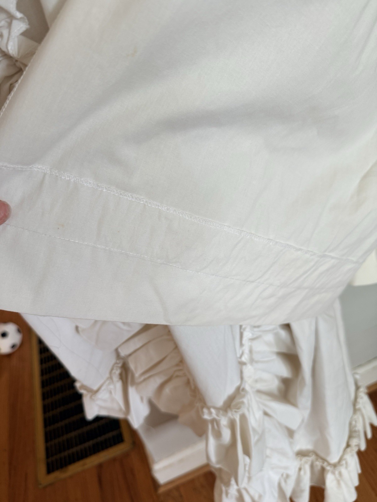 PAIR (2 PANELS) Off White Curtains Ruffle Edge 84”x80”