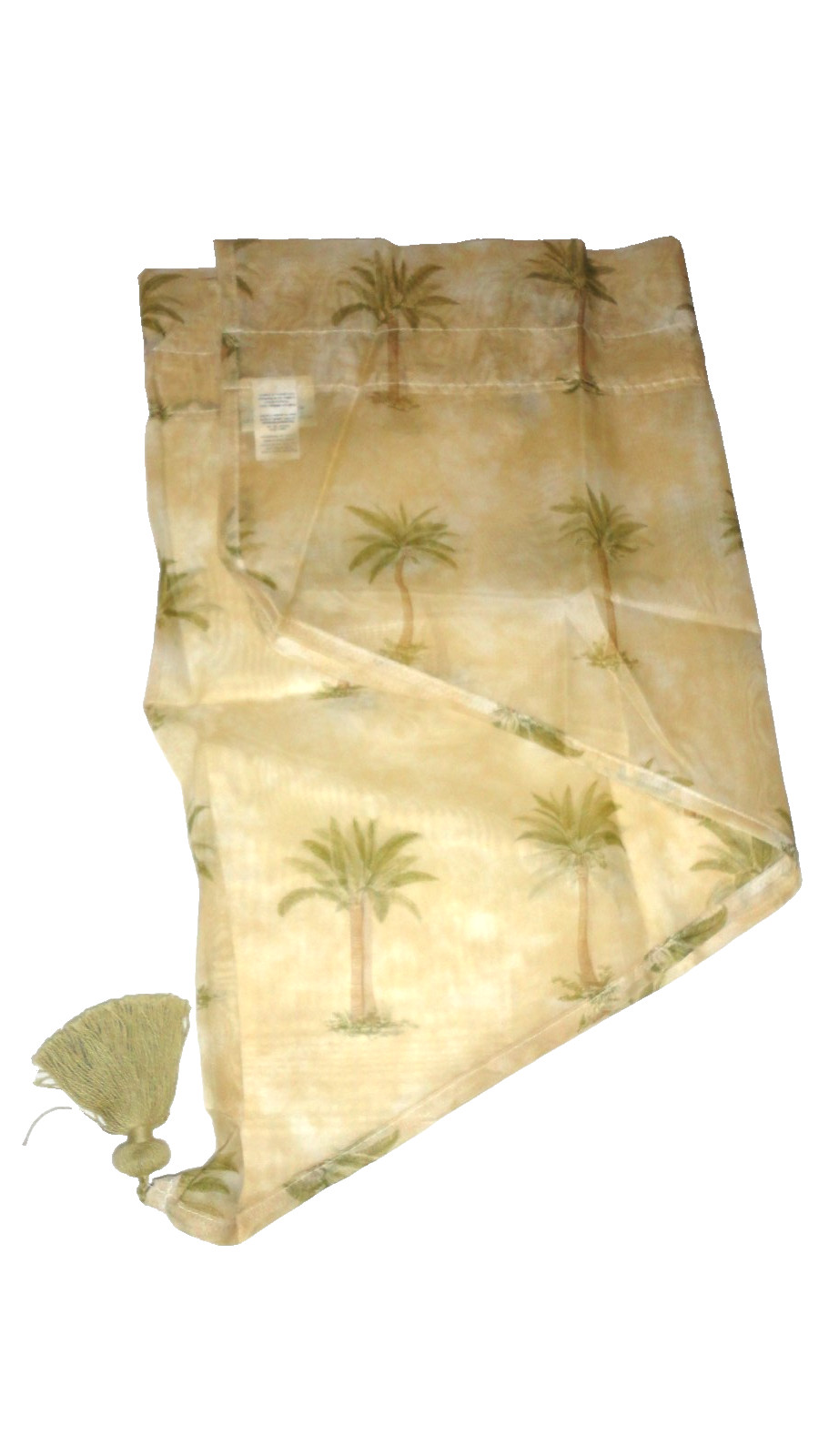 WAVERLY TAHITI PALM GREEN GOLD SEMI SHEER (1) ASCOT VALANCE 52X 20