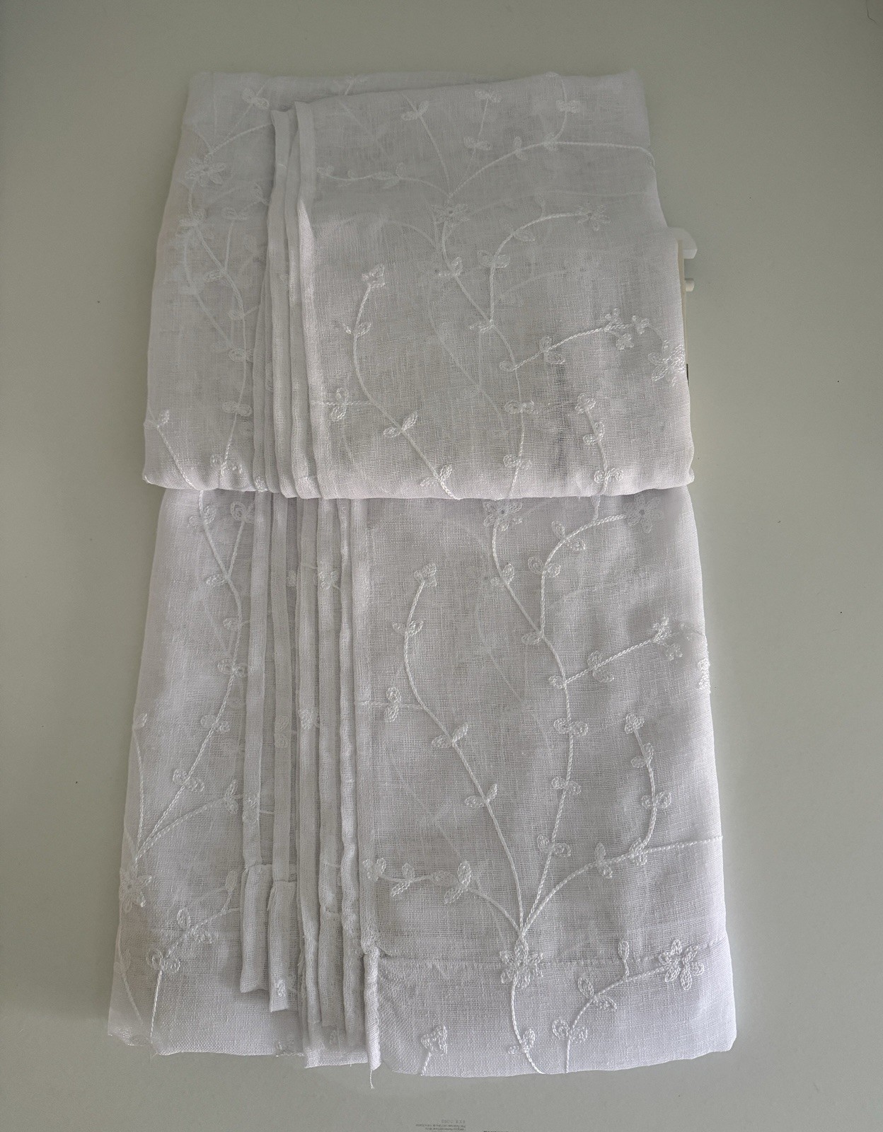 Laura Ashley Window Curtains 4 FOUR Panels 38 x 84 White White Embroidered Sheer