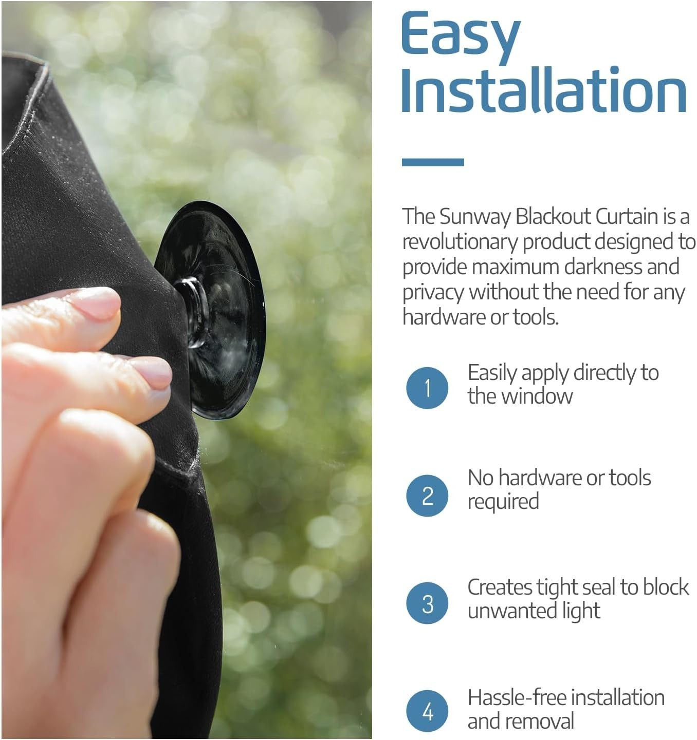 Blackout Curtain Portable Suction Cup Room Darkening Travel Shade