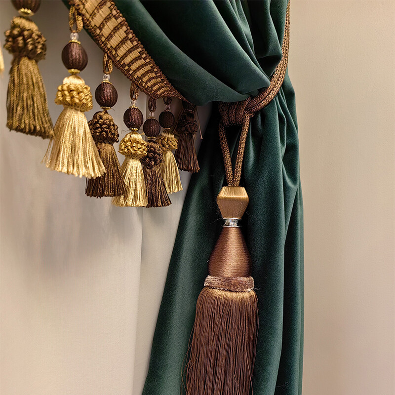 Custom Upscale dark green American velvet cloth blackout curtain drape C1878