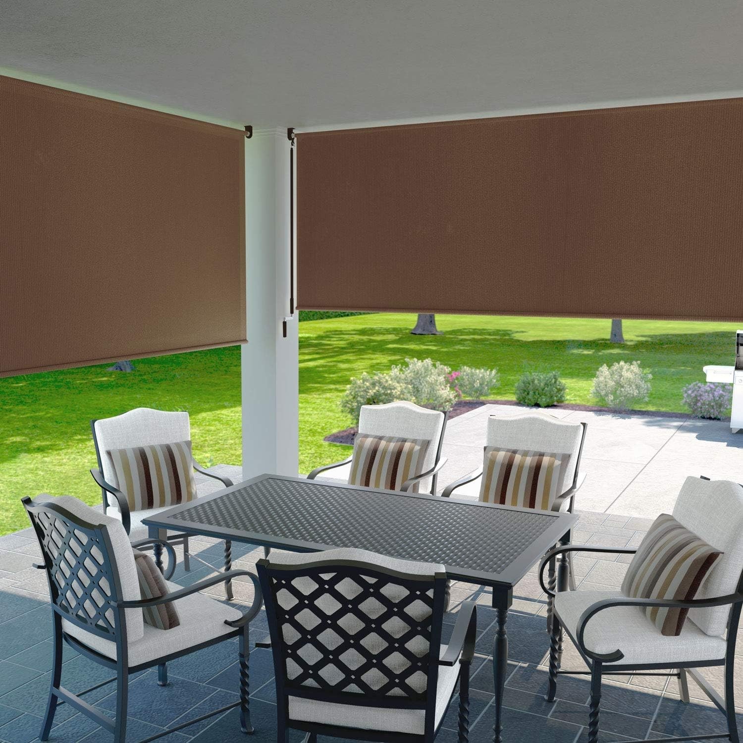 Breathable Cordless Roller Shade, 8×6, Fade Resistant, Mocha