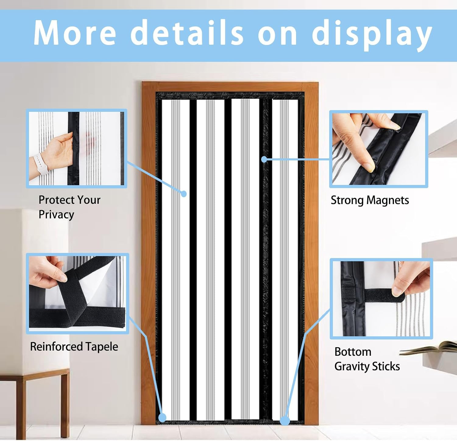 Reversible Left or Right Side Opening Insulated Door Curtain, Keep Cold Out Ther