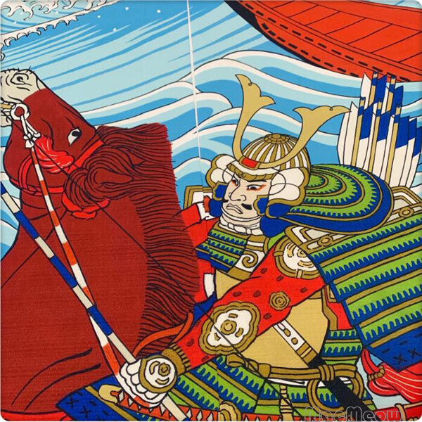 The Great Wave Samurai Warrior Fuji Print Doorway Hanging Door Curtain Room Deco