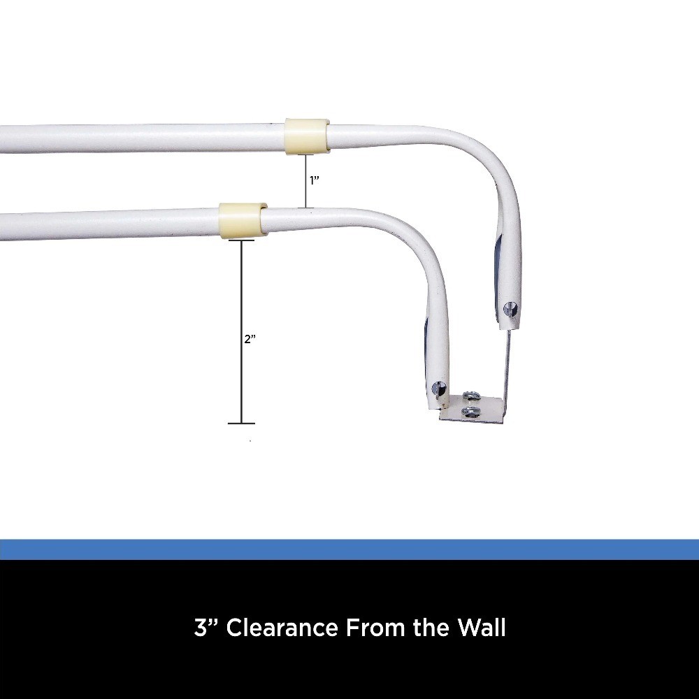 2-Pack Adjustable Double Curtain Rod Basic Metal Wrap Around White Finish 28-48