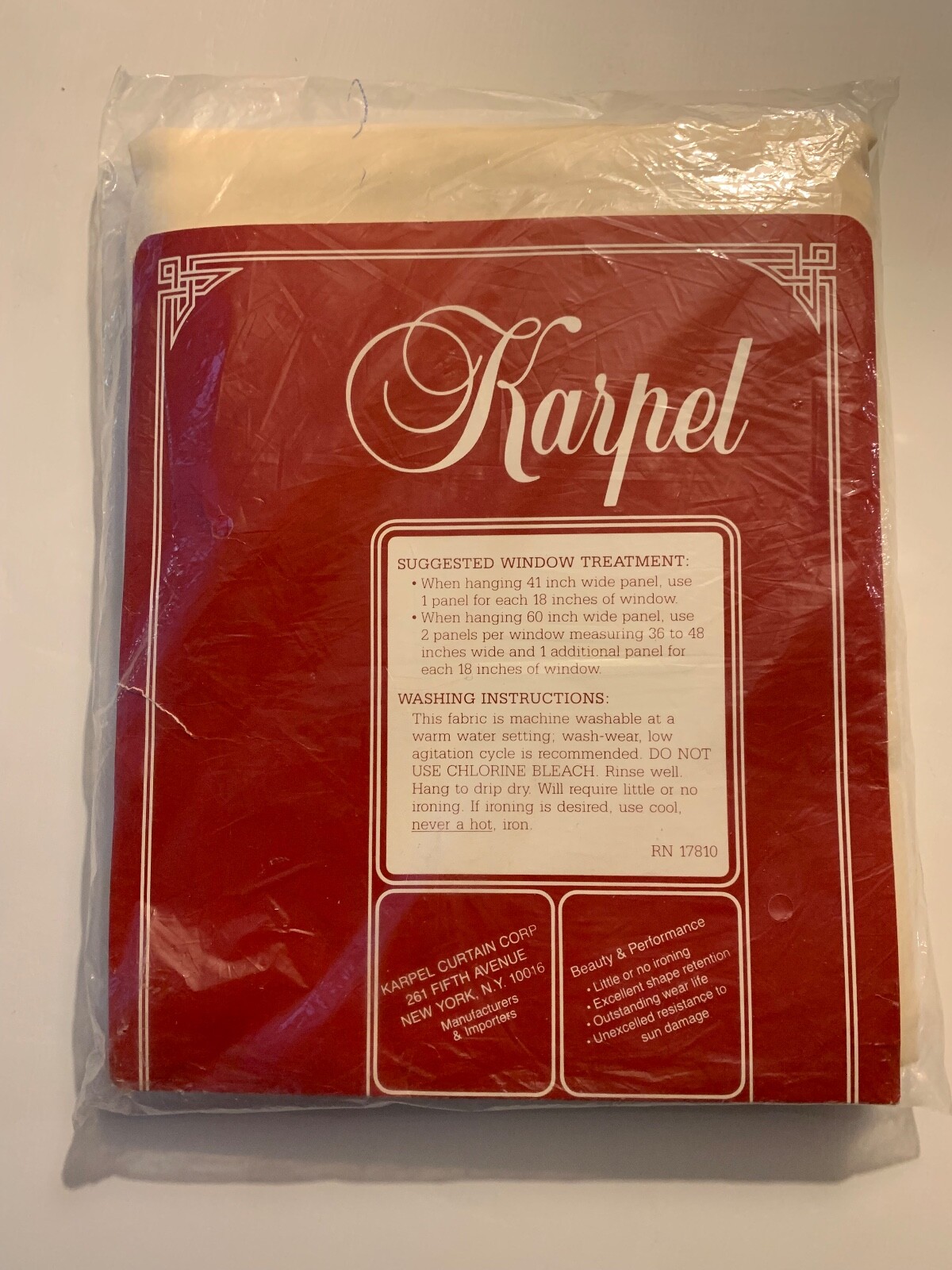 Vintage Karpel Sheer Panel French Polyester Voile Original Packaging NOS 114×84