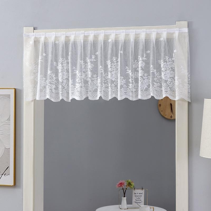 No-Drill Lace Half Curtain w/viscose Kitchen Cabinet Divider & Screen Door Cover