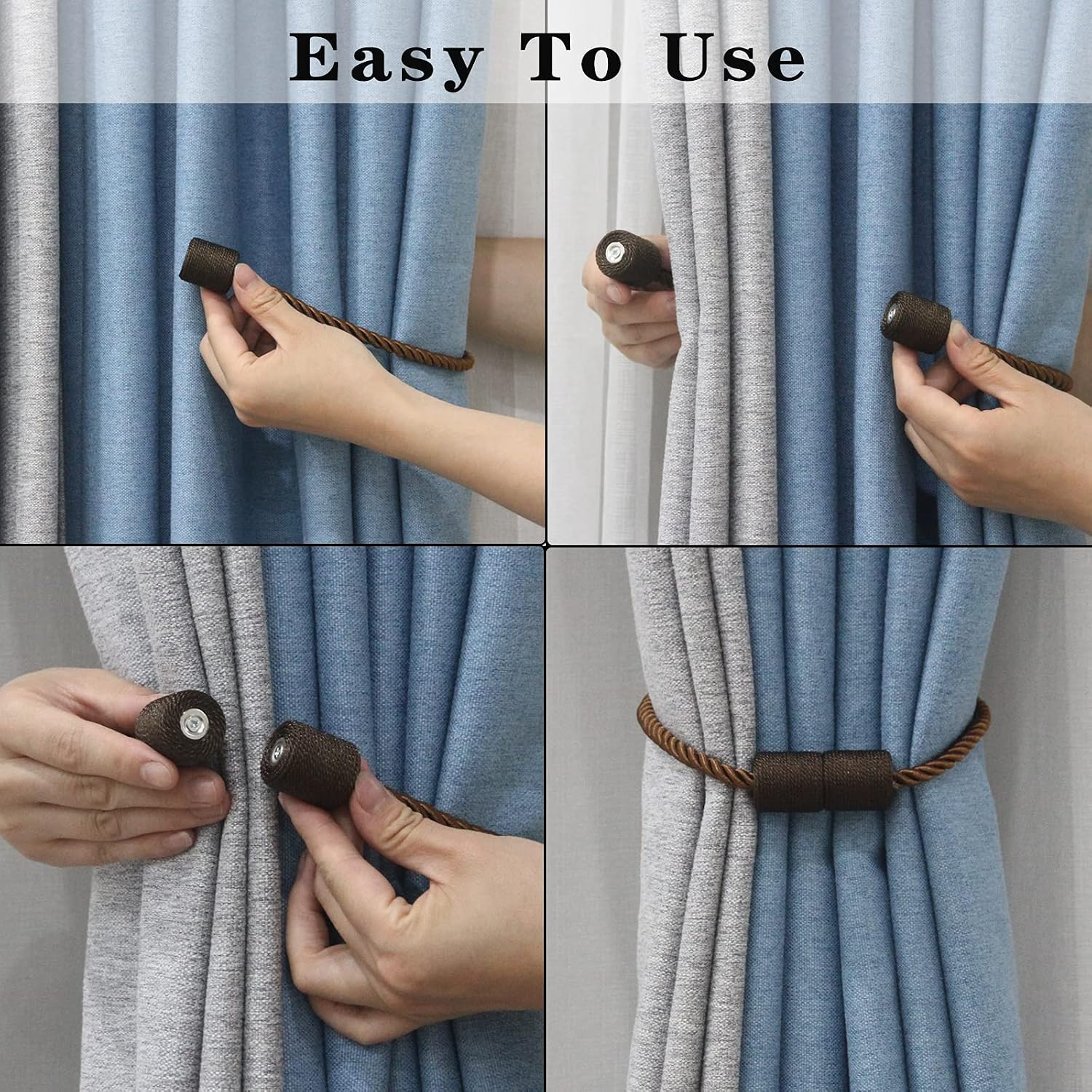 4 Pack Strong Magnetic Curtain Tiebacks Outdoor Elegant Decorative Tie Backs Mod