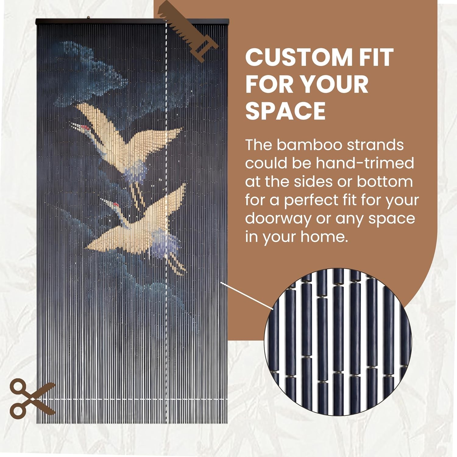 Bamboo Beaded Curtains For Doorways Flying Crane Hanging Room Blind Decor Tool
