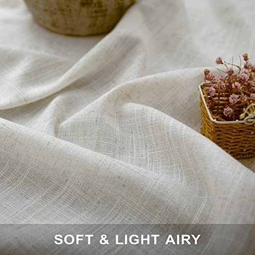 Linen Window Valance for Kitchen 3 Inch Rod 52″W x 18″L (Pack of 1) Natural