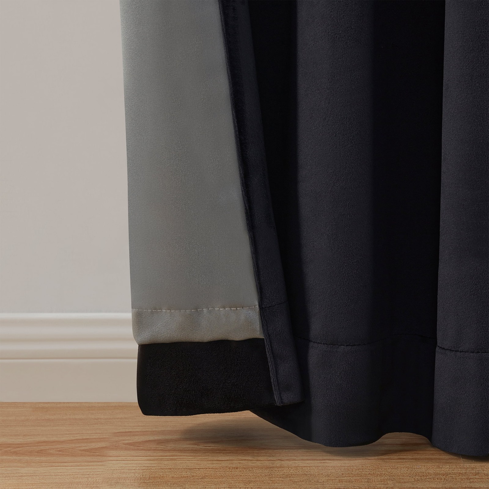Dutch Velvet Solid 100% Blackout Single Curtain Panel Navy 52″ W x 84″ L