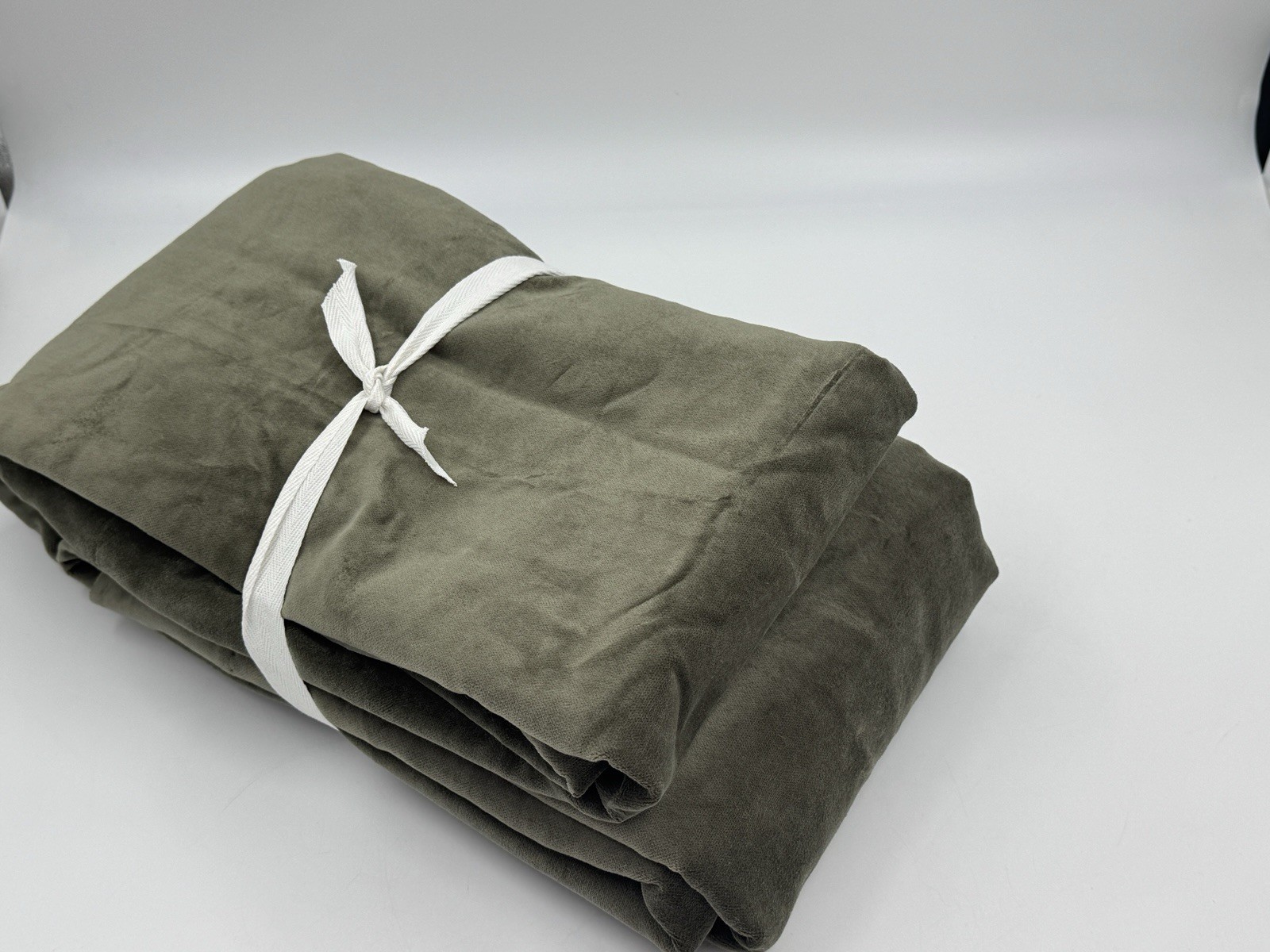 New Pottery Barn Velvet Twill Curtain Drape Moss Green 50”x96” Blackout READ
