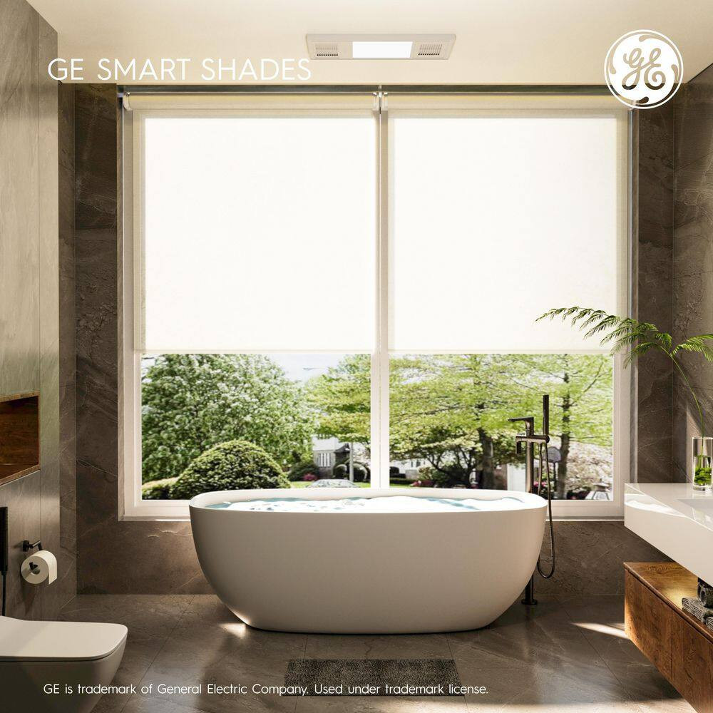 Smart Shade, Motorized Window Blind, Black Hardware, Translucent White Fabric, 3