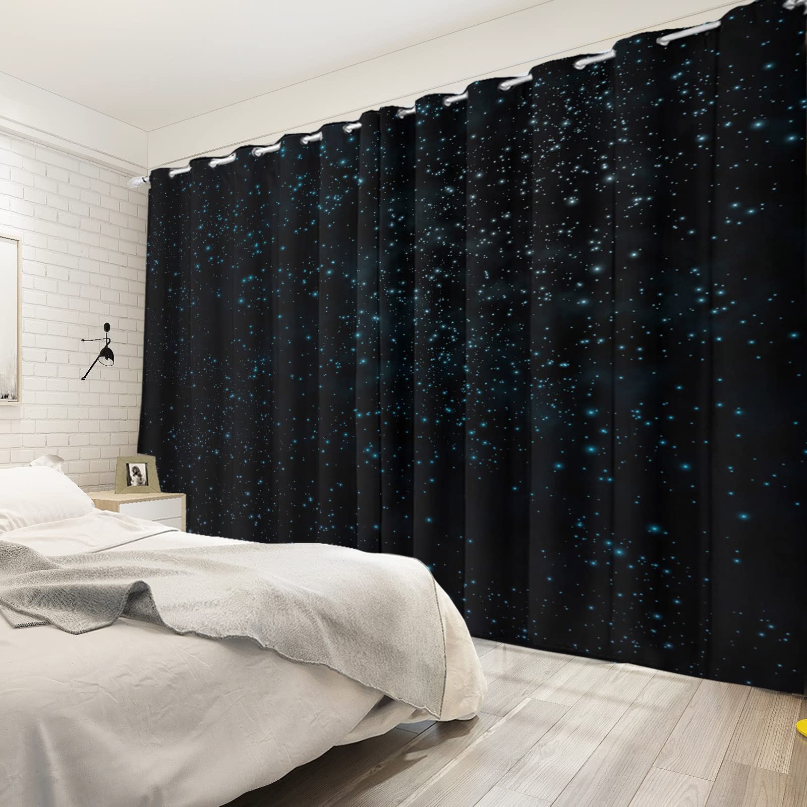 Starry Starry Sky Window Curtains Blue Brilliant Stars Window Treatments Blac…