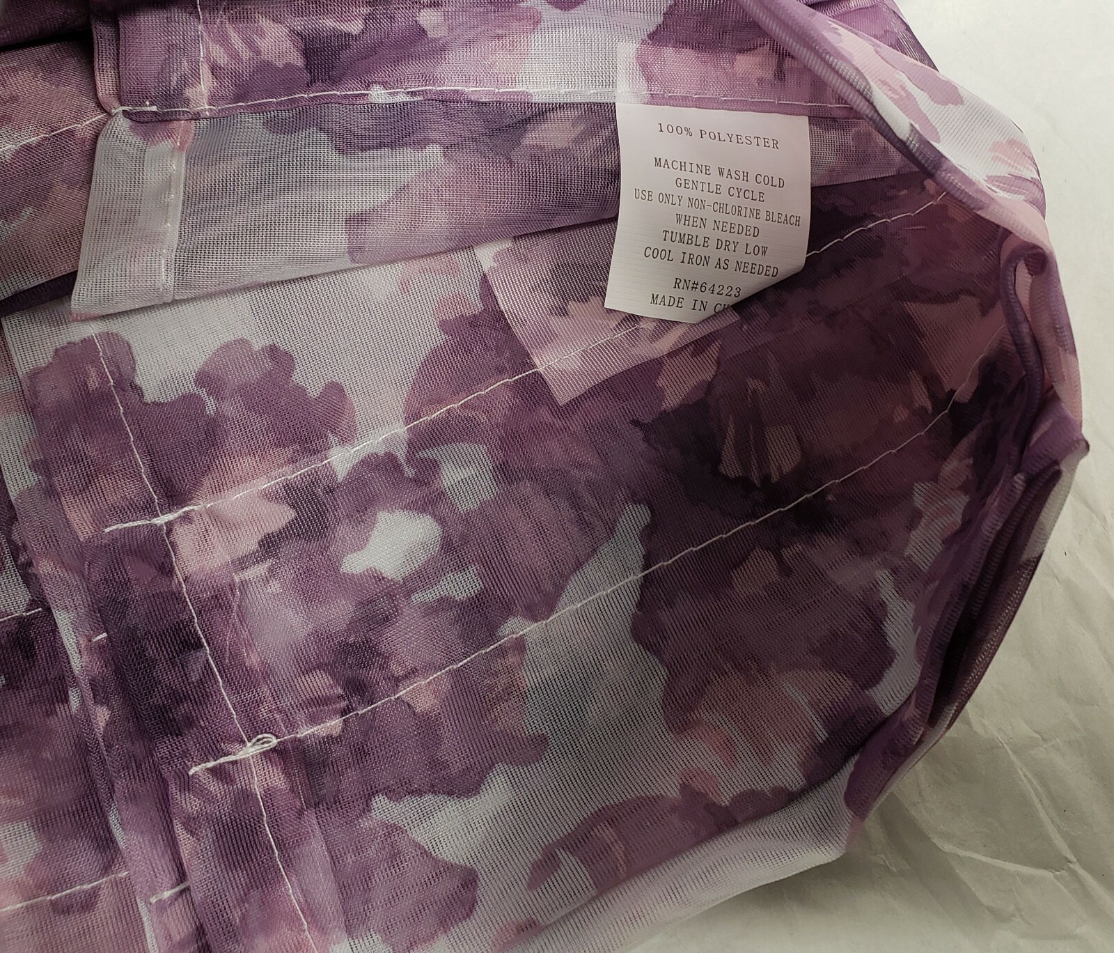 3pc Curtains Set: 2 Tiers (28″)& Valance (56″x14″) PURPLE FLOWERS, Nant