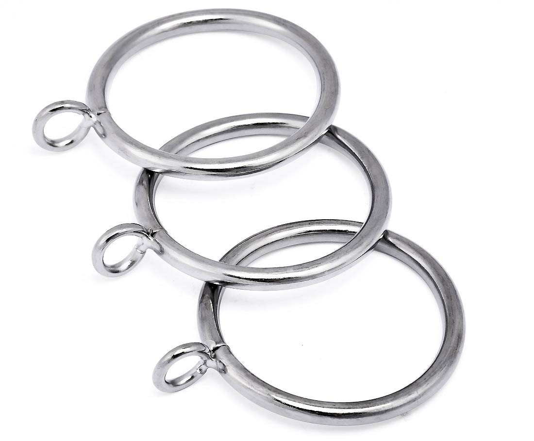24 PCS Satin Nickel Metal Window Curtain Rings Eyelet Fit 1 1/4 In Rod 1.49 ID