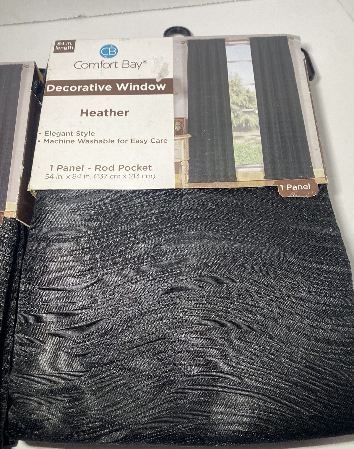 2 Panels Black Heather Curtains Size 54” × 84” Long Each Panel