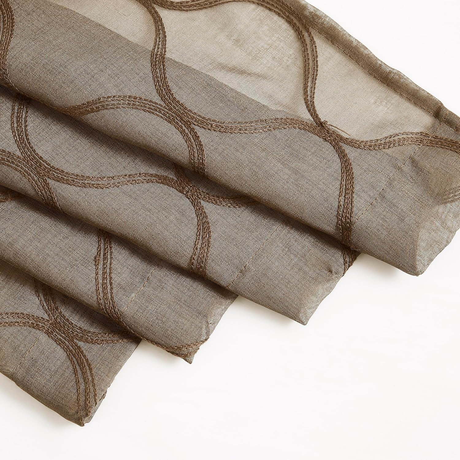 Light Filtering Brown Sheer Curtains 2 Panels 38”x63” – Modern Moroccan Style