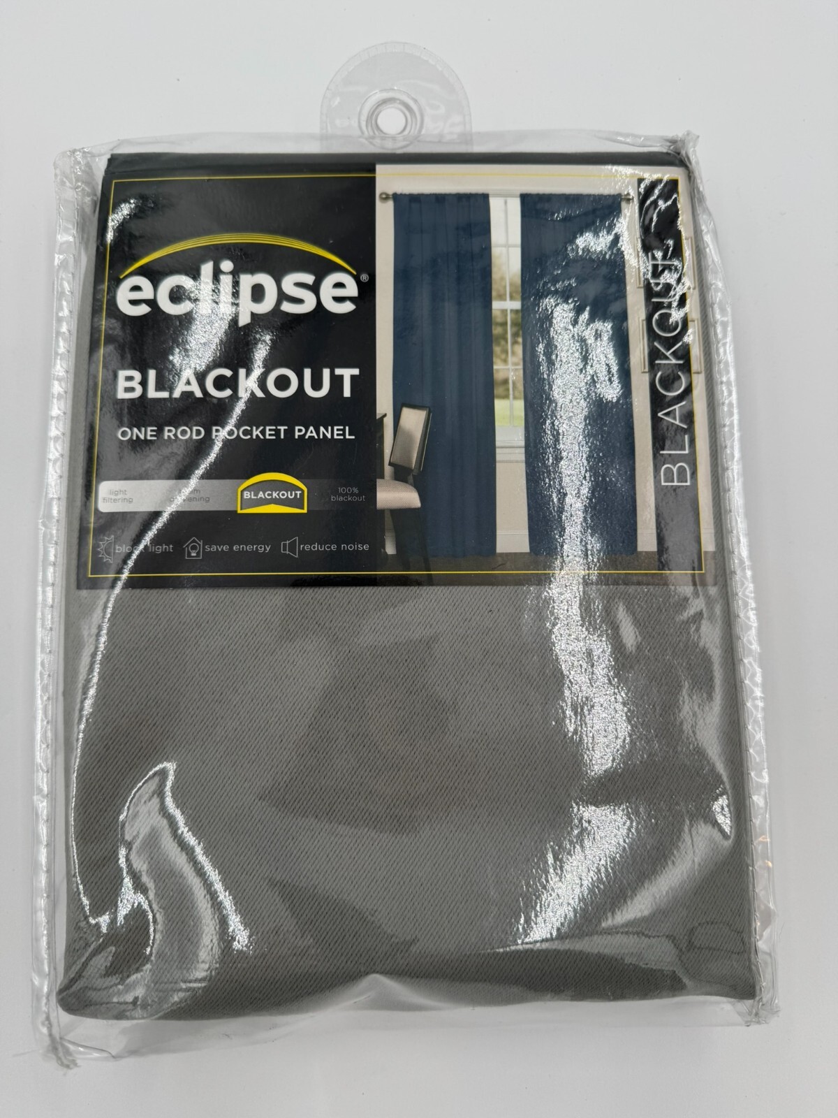 Eclipse Blackout Darrell Grey Solid 37 “W x 84” L Curtain Rod Pocket Easy Clean