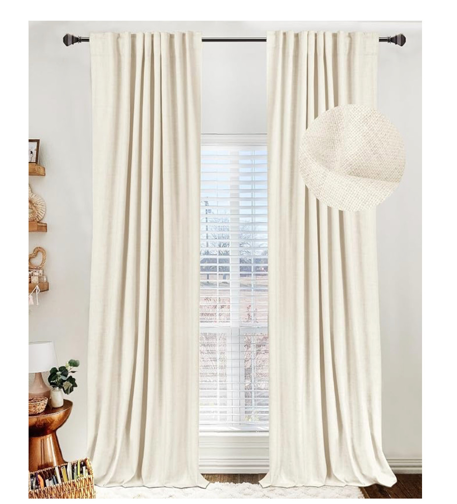 Blackout Curtains 100% Blackout Shield Linen for Bedroom 84 Inches Long