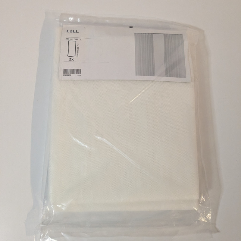 Ikea LILL Curtain Sheer 2 Panels 98″ X 110″, White New, 901.119.80, 12413, Poly