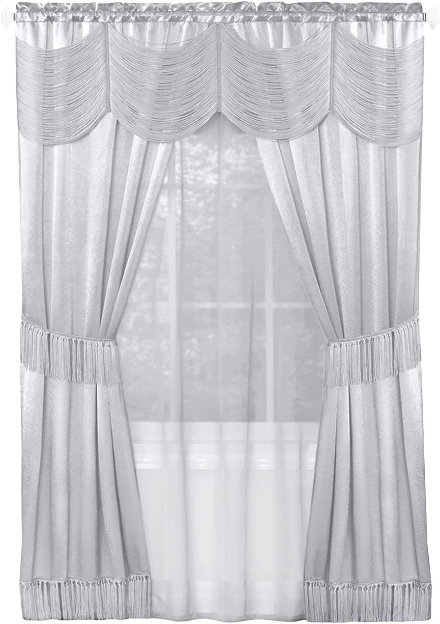 Halley Window Curtains, 6-Piece Set – 56 Inch Width, 84 Inch Length, 2 Inch Rod