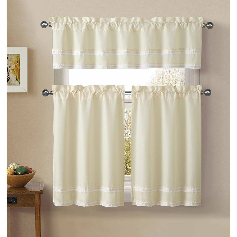 Essential Home 3-Pc Valance & Tier Set – Microfiber / Ivory