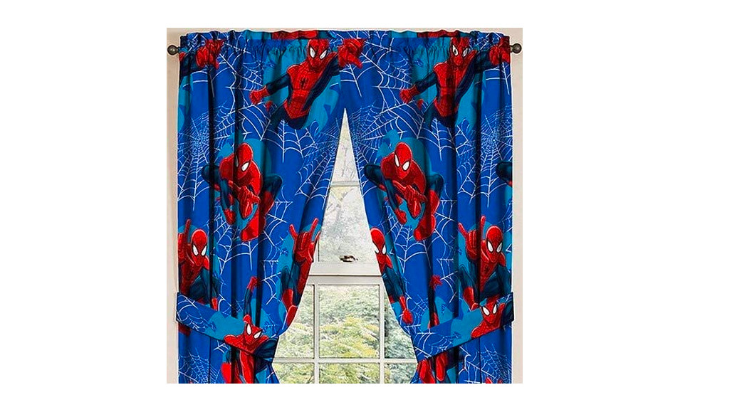 Spiderman Curtain Window Pair Spider Man Drape Set Marvel Kids Fun Child Bedroom