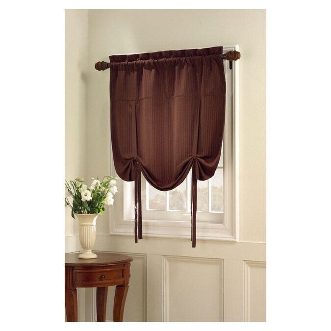 OXFORD Chocolate Brown Roman Window Valance Curtain Tie Up Shade Balloon 40″x45″