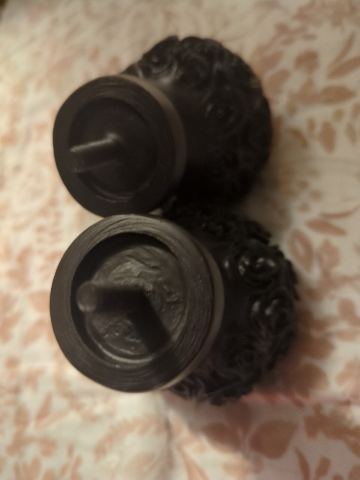 Standalone Two (2) Peony Designed Curtain Rod Finials 2.4 Inches In Diameter
