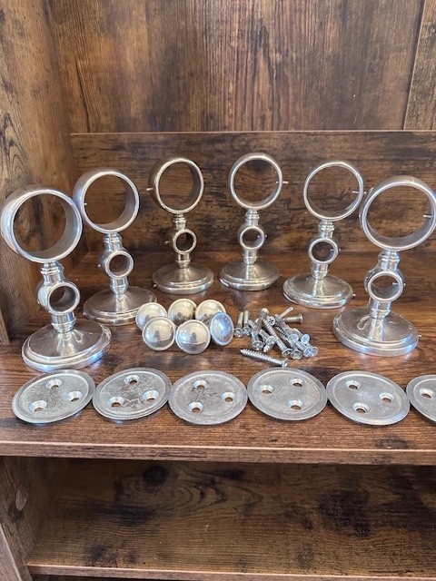 Restoration Hardware Estate Double-Rod Conversion (3) sets Silver w/6 end caps