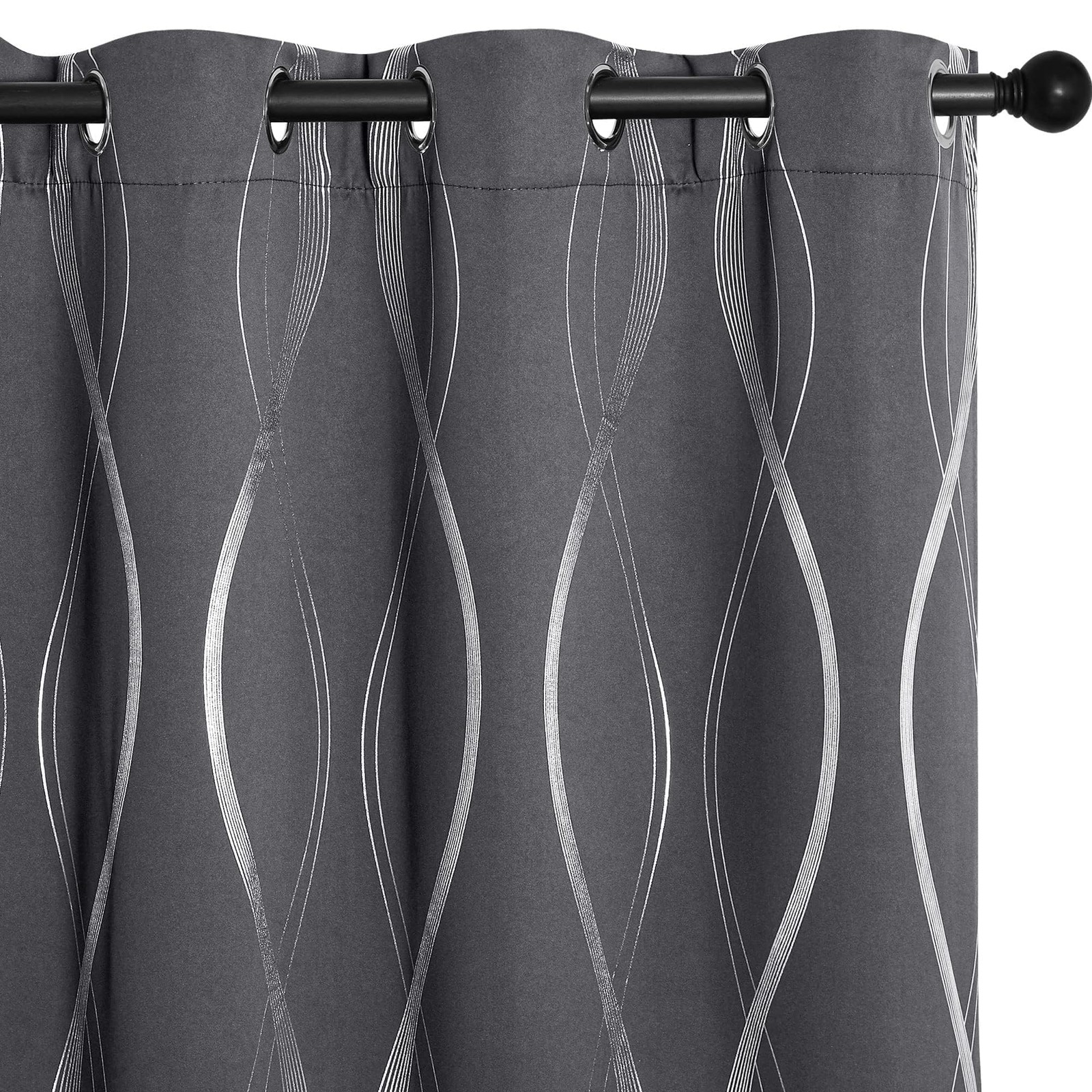 Grey Blackout Striped Pattern Curtains for Living Room 84 inch Long 2 Panels …