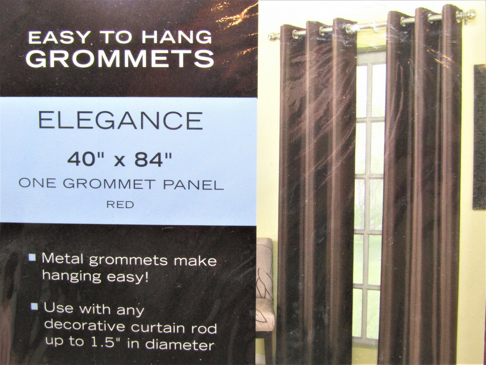 Elegance, One Grommet Panel, Red, 40″ X 84″. Set of 2.