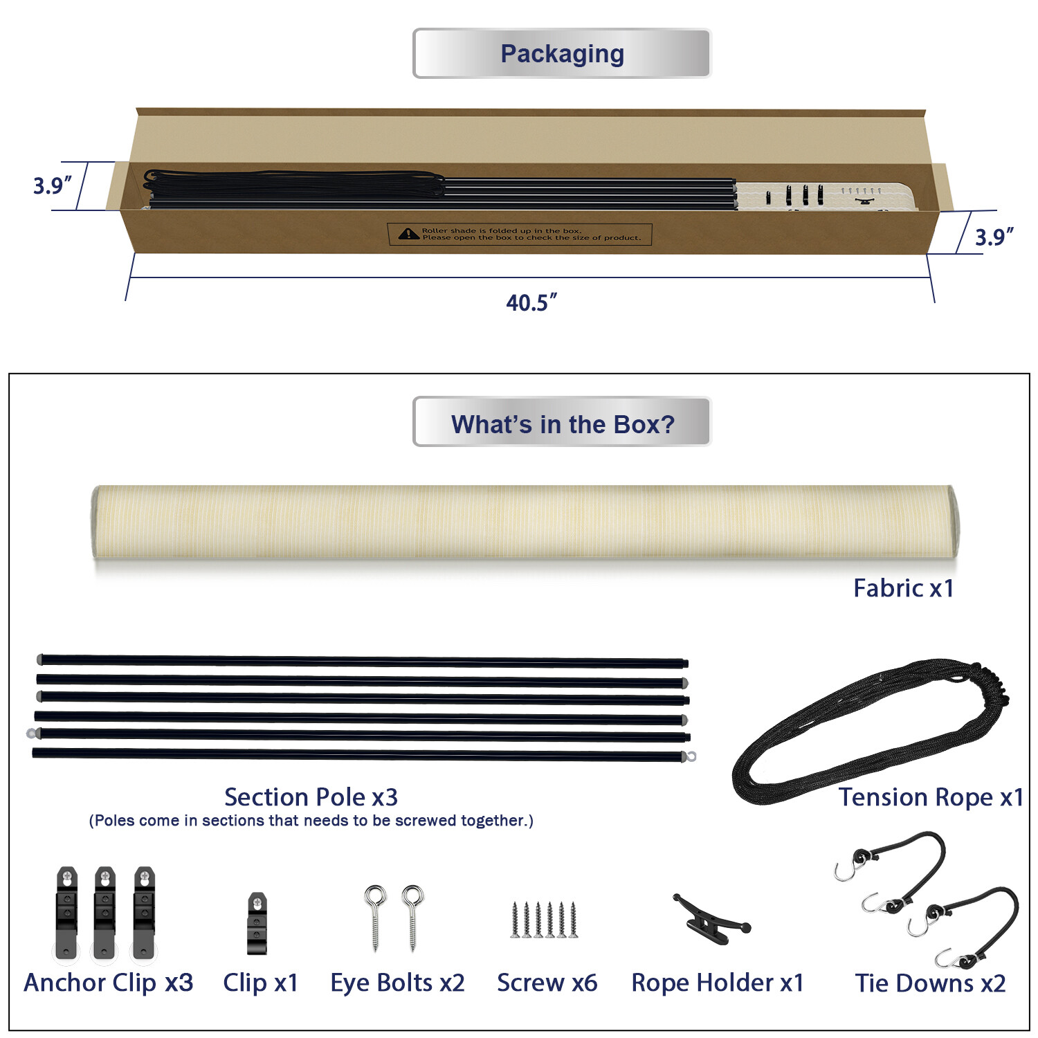 Roller Shade Roll up Shade UV Blind for Deck Porch Pergola Balcony Outdoor 7-8ft