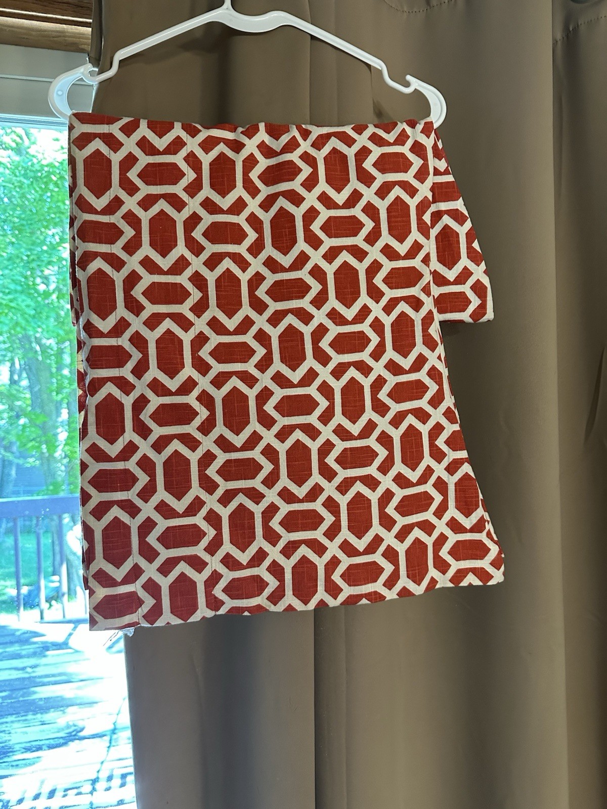 Pair Of Orange & Cream Valances Geometric Shapes 56×17” Unbranded Modern Ex Cond