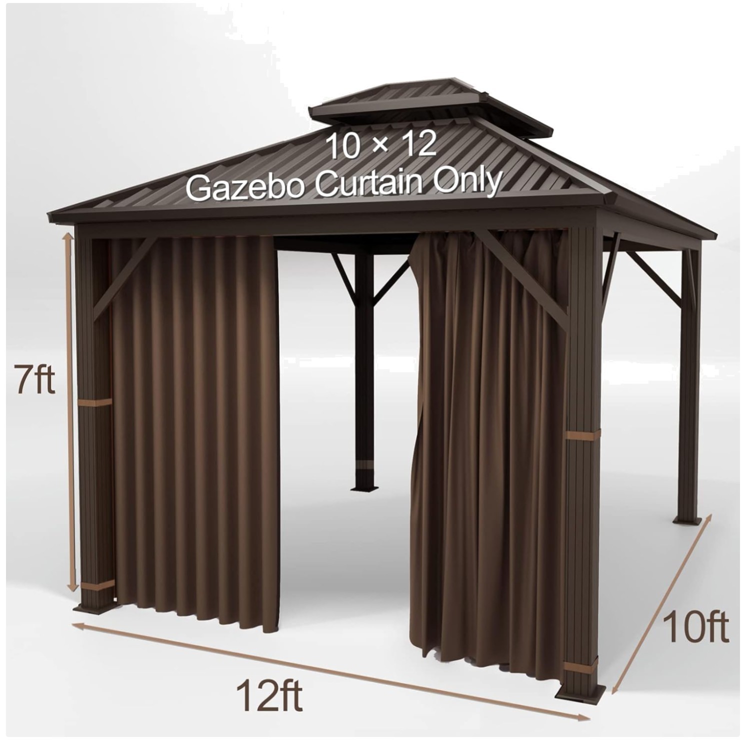 Durable 10×12 Gazebo Side Wall with Zipper – Brown