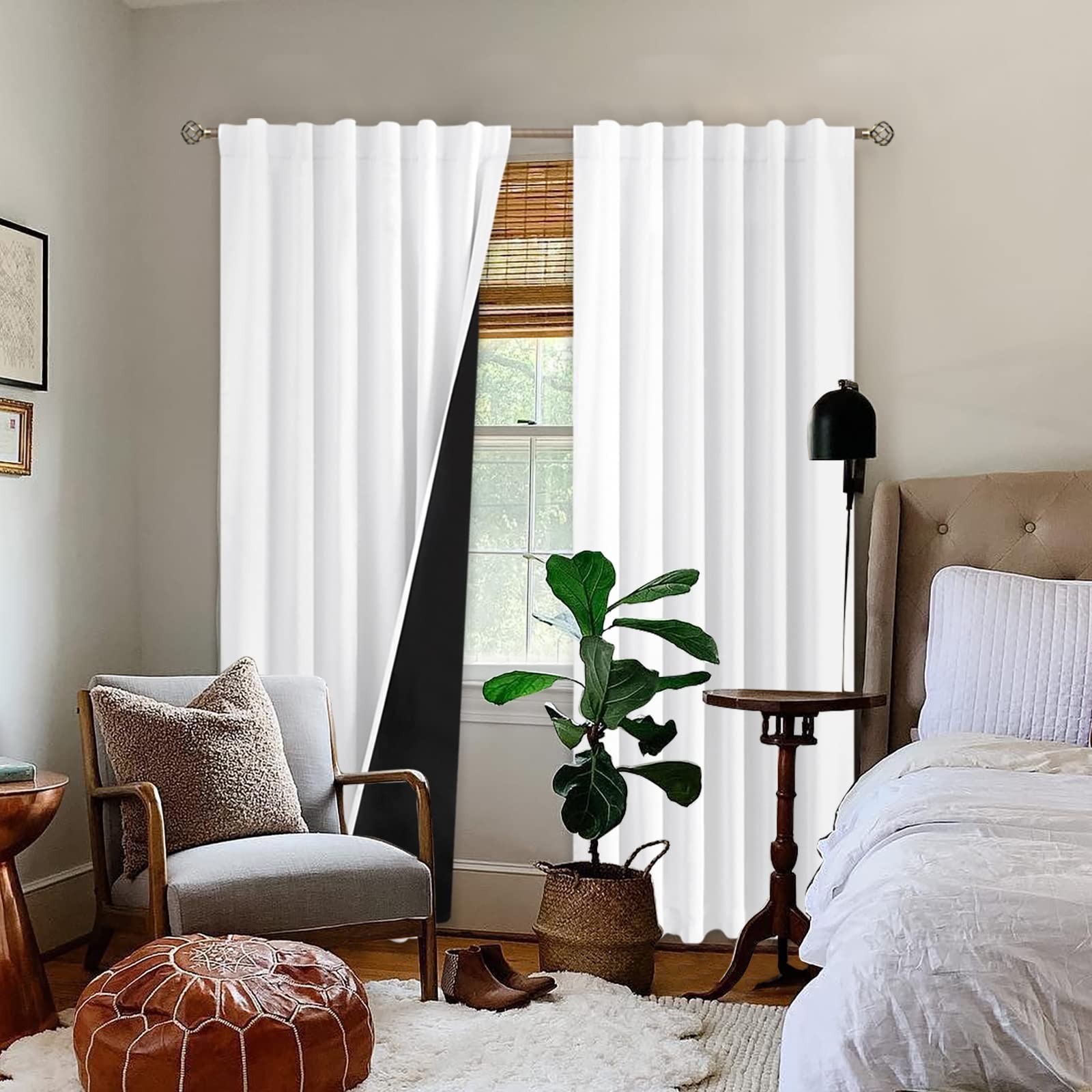 Pure White 100% Blackout Curtains for Bedroom, Black Out Living Room 84 inch …
