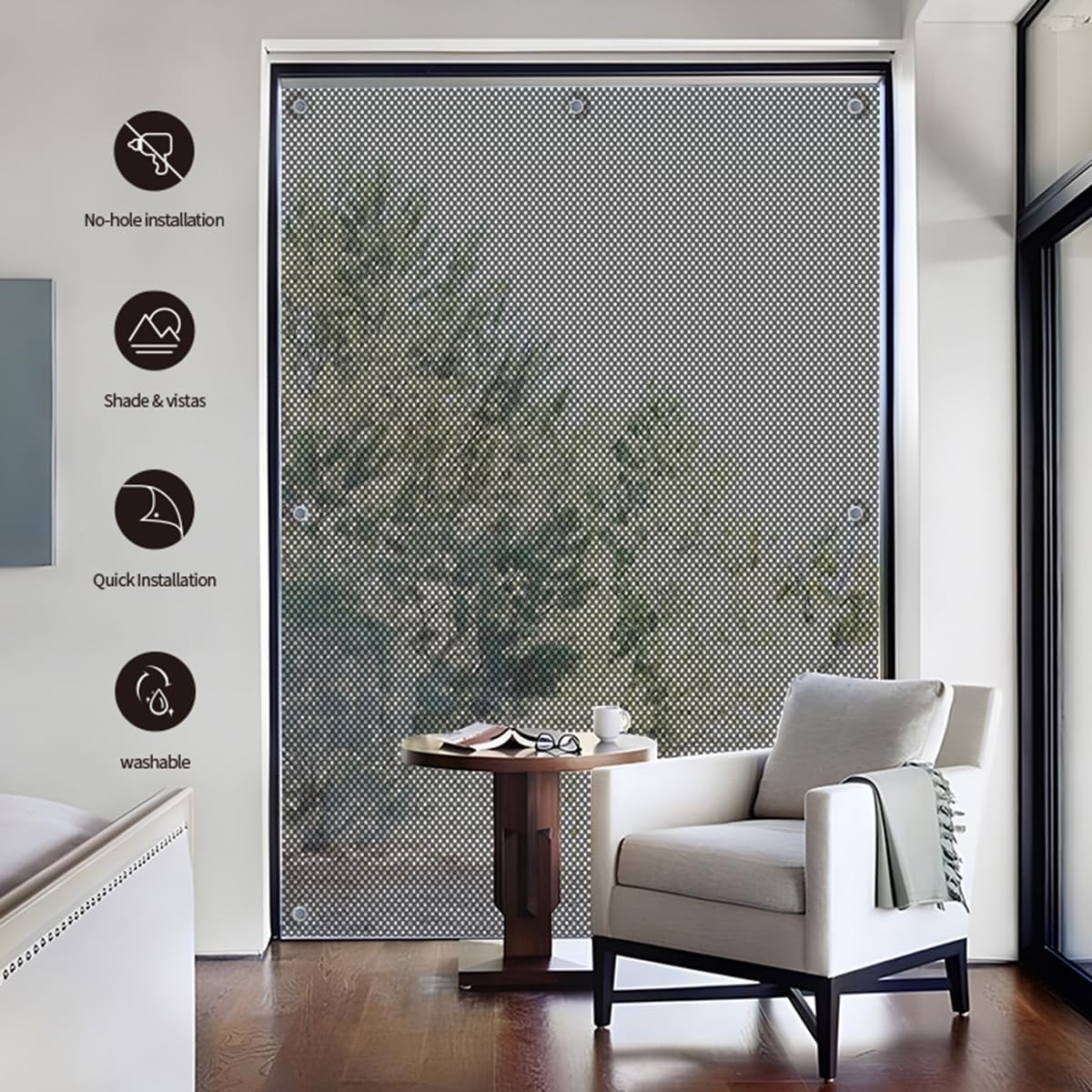 No Drill Cordless Light Filtering Roller Shades, Transparent Temporary Window Sh