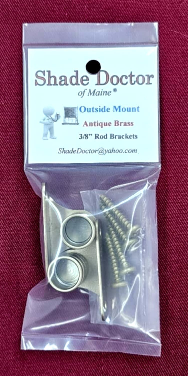 OUTSIDE MOUNT Antique Brass BRACKETS for 3/8″ Rodding Doors & Sidelights (1-Pr)