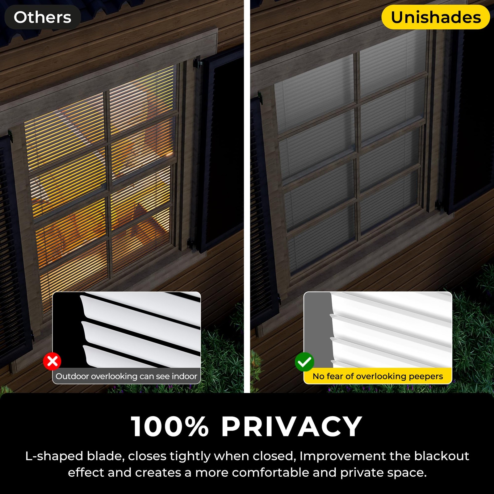 No Drill Aluminum Cordless Mini Blinds, 44×48 in, White